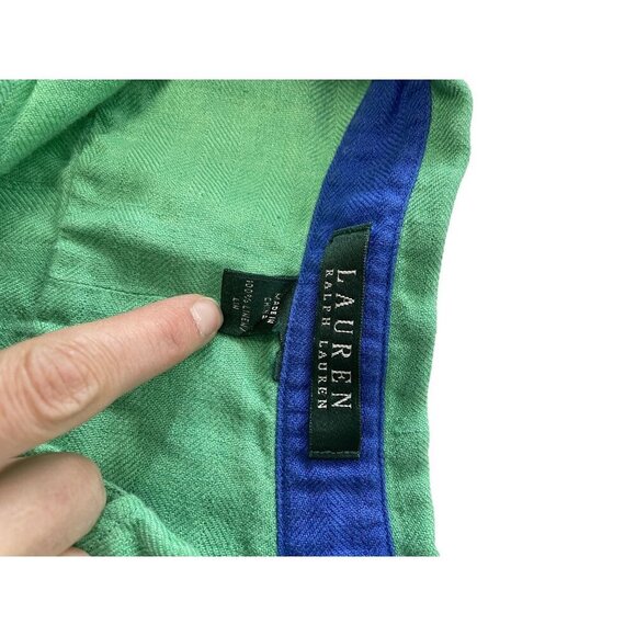 Lauren Ralph Lauren Linen Green Crested Long Sleeve Button Down Shirt Academia C - Picture 6 of 8
